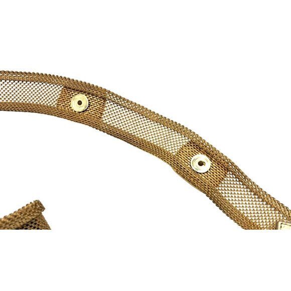 Vintage 1970s/80s Gold Mesh Statement Belt with Multicolor Poured Glass Cabochon